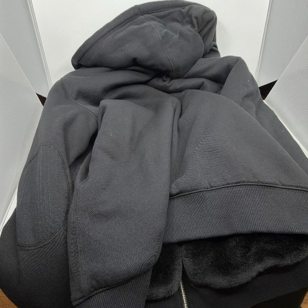 Armani Exchange Black Faux Fur Lined Large Hoodie - Picture 4 of 8